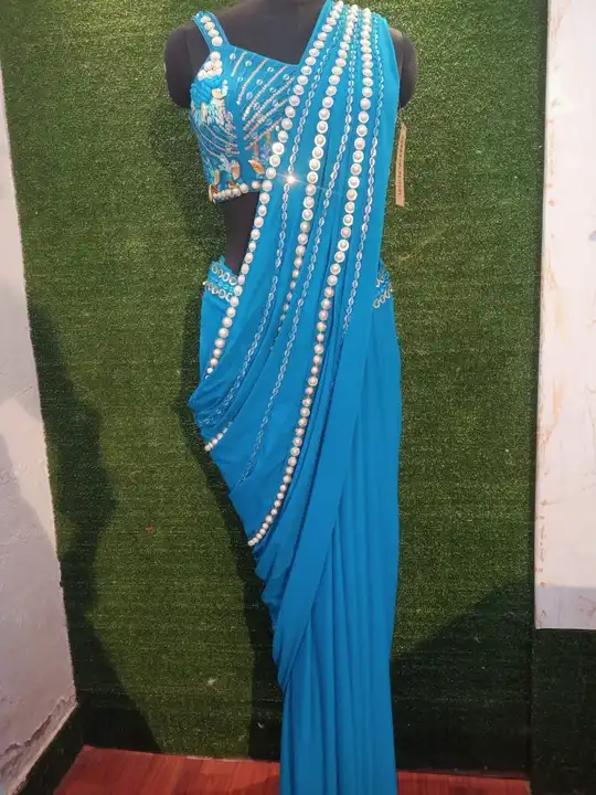 Lycra drape saree with hand embroidery  uploaded by business on 4/27/2023