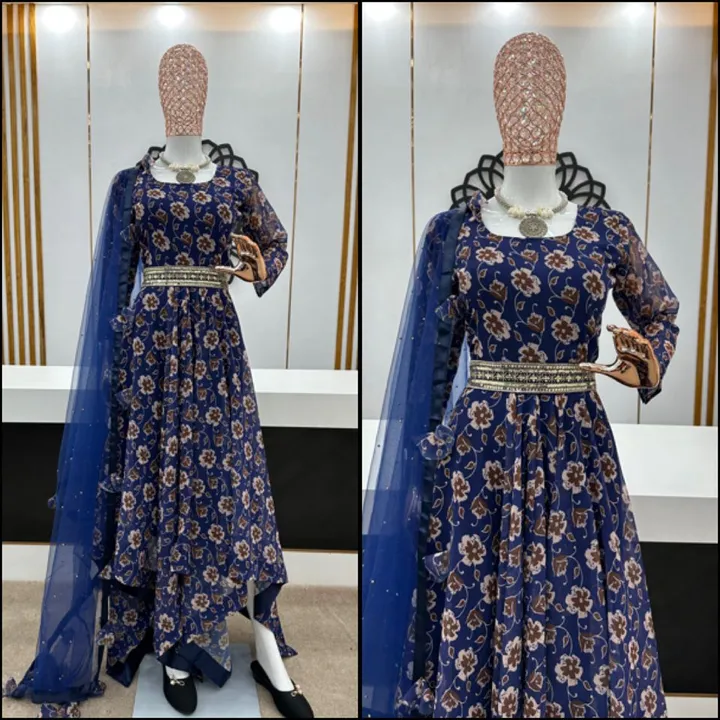 Launching New Designer Party Wear Look Gown, and Dupatta in Fully 8 Meter Fully Diamond NSR&731 uploaded by Fatema Fashion on 4/27/2023