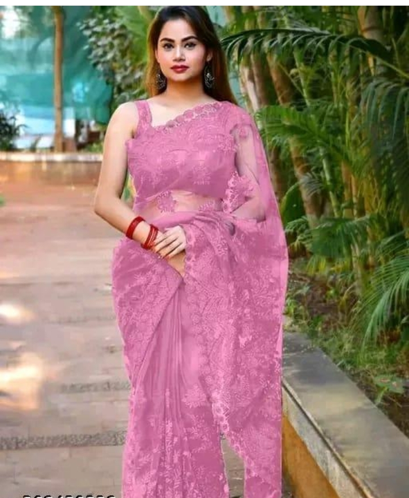 Wedding Fashionable Net Sarees Pink uploaded by business on 4/27/2023