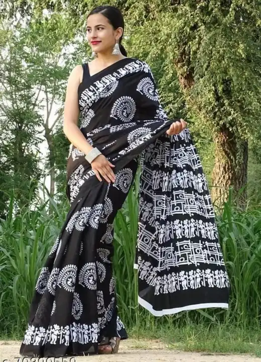 Cotton saree hand block print 🐾👣 uploaded by business on 4/27/2023