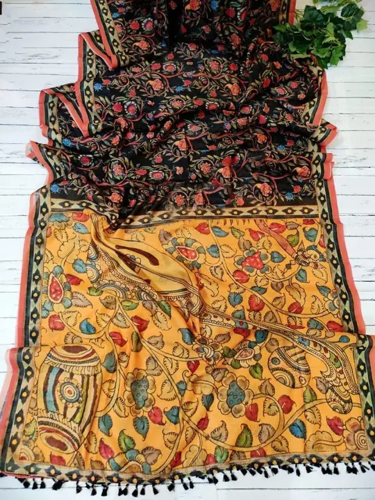 Linen digital print saree with kalamkari print uploaded by Suyukti fab on 4/27/2023
