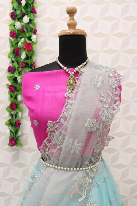 Latest collection 

Lengha fabric Orgenza jaquard
Dupatta - Net
Blouse - Satin banglory work

Price- uploaded by Aanvi fab on 4/27/2023