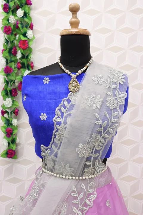 Latest collection 

Lengha fabric Orgenza jaquard
Dupatta - Net
Blouse - Satin banglory work

Price- uploaded by Aanvi fab on 4/27/2023