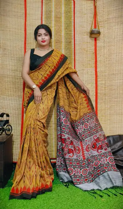 Handloom print saree fabric khadi cotton  uploaded by Sujata saree cantre on 4/27/2023