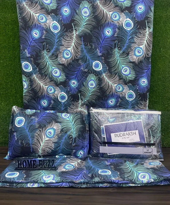 *RUDRAKSH 4 PC COMFORTER SET BY HOME BUZZ* 
FABRIC- HEAVY GLACE COTTON(COTTON FEEL dev1 Bedsheet 90* uploaded by Wedding collection on 5/4/2024