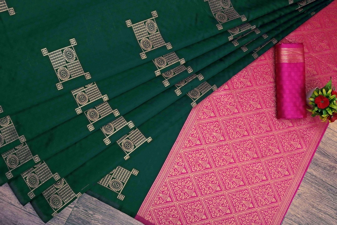 Green Colour Banarasi Soft silk saree  uploaded by DUDHAT Impax on 4/27/2023