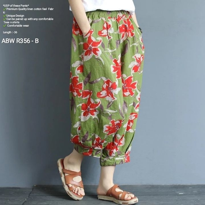 _Summer Loose Large Size Retro Printing Linen Pants..._ 👖
_All New Design Fresh Pants_

ABW R356 -  uploaded by business on 3/7/2021