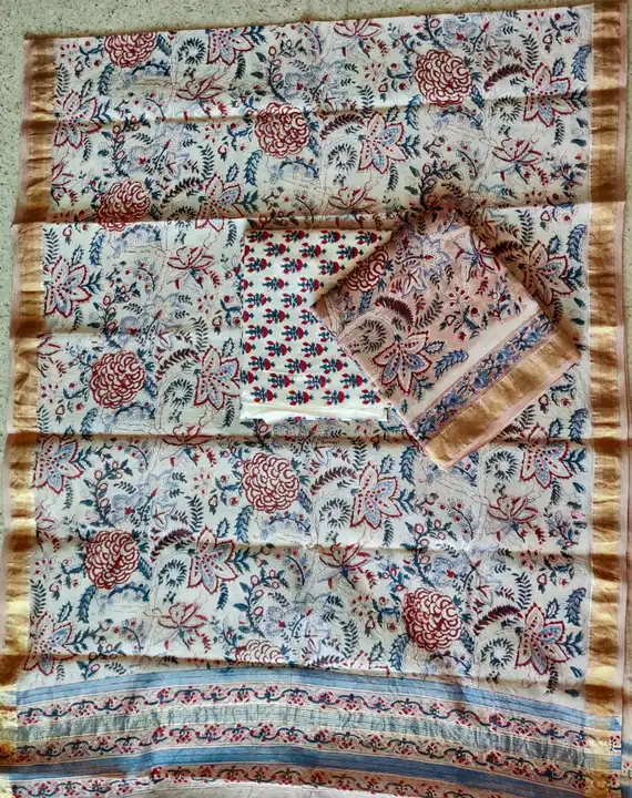 Pure maheshwari silk suite uploaded by Handloom print on 4/28/2023