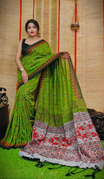 Handloom print khadi cotton saree with blouse pieces  uploaded by Sujata saree cantre on 4/28/2023