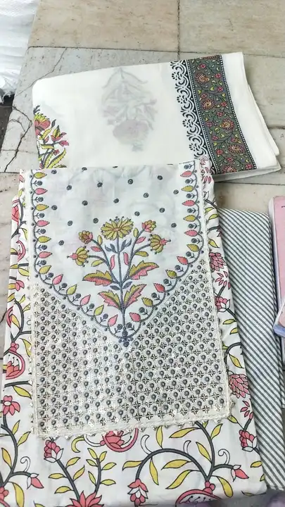 Pure cotton print with embroidery work dress material  uploaded by Anisa fashion  on 4/28/2023