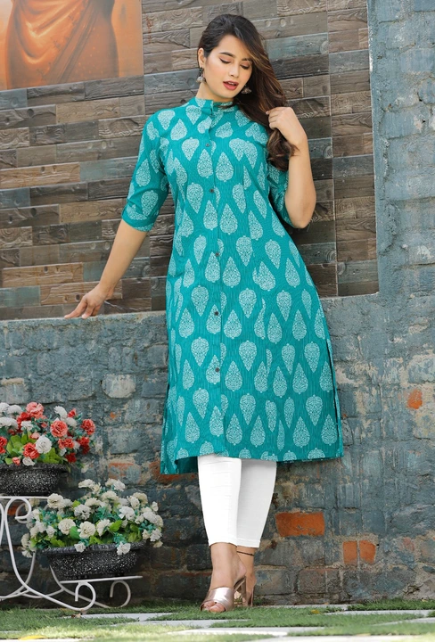 Premium quality cotton printed A-line Princess cut kurti..  uploaded by business on 4/28/2023