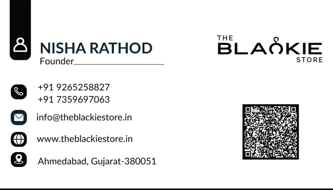 Visiting card store images of The Blackie Store 