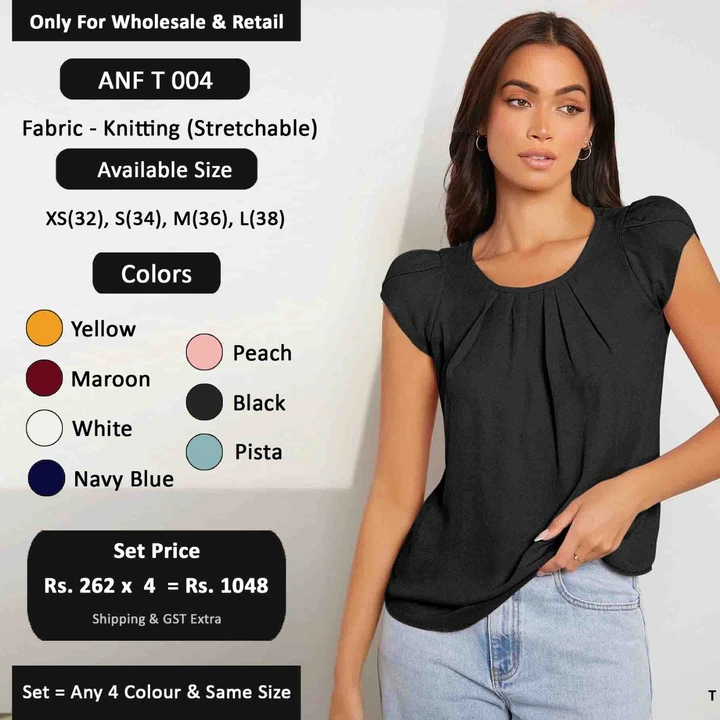 Women's Round Neck Cap Sleeve Regular Top uploaded by business on 4/28/2023