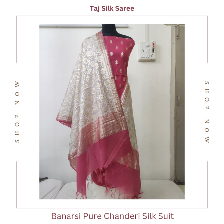 Pure Kora Handloom Banarasi Chanderi Silk Unstitched Suit..🤩💖🥰 uploaded by Taj Silk Saree on 4/28/2023