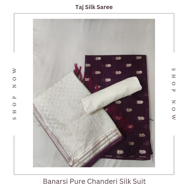 Pure Kora Handloom Banarasi Chanderi Silk Unstitched Suit..🤩💖🥰 uploaded by Taj Silk Saree on 4/28/2023