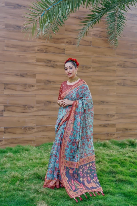Beautiful Cotton Sarees With Kalamkari Digital Printed With Contrast Kalamkari Printed Border  uploaded by Miss Lifestyle on 4/28/2023