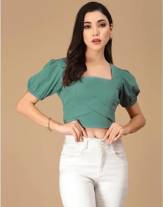 Rama Square Neck Balloon Sleeve Crop Top uploaded by Pal enterprise on 5/31/2024