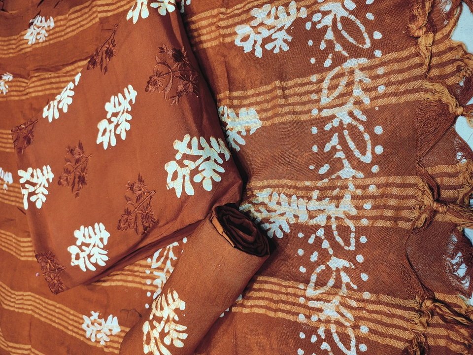 3 pieces reyon batik with embroidery work dress material  uploaded by Anisa fashion  on 4/28/2023
