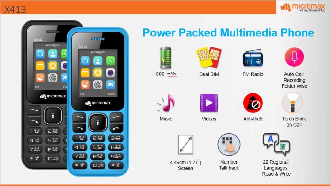 MICROMAX X413 DUAL SIM uploaded by ANGLE IMPORT EXPORT on 4/28/2023