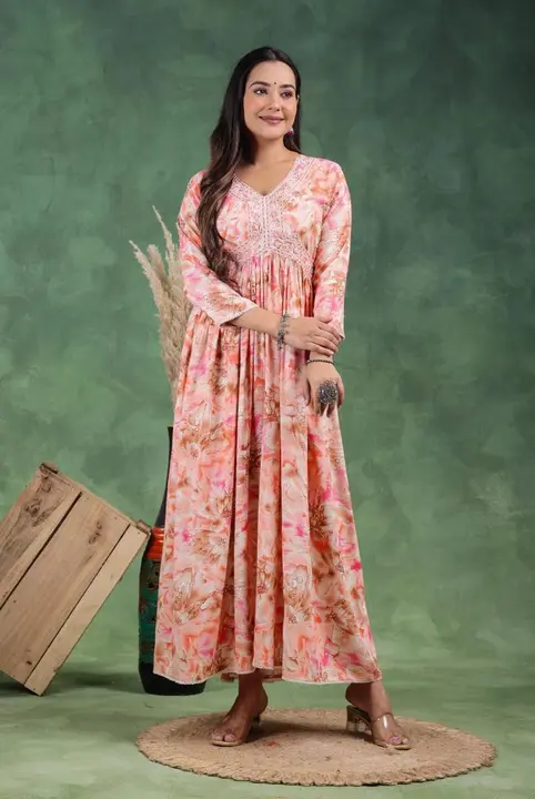 Alia cut embroidery gown uploaded by Unique collection on 4/28/2023