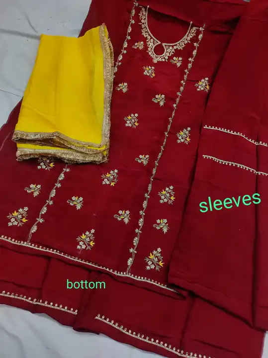 Tebi silk suit with cinon duppata  uploaded by Manish sales on 4/28/2023