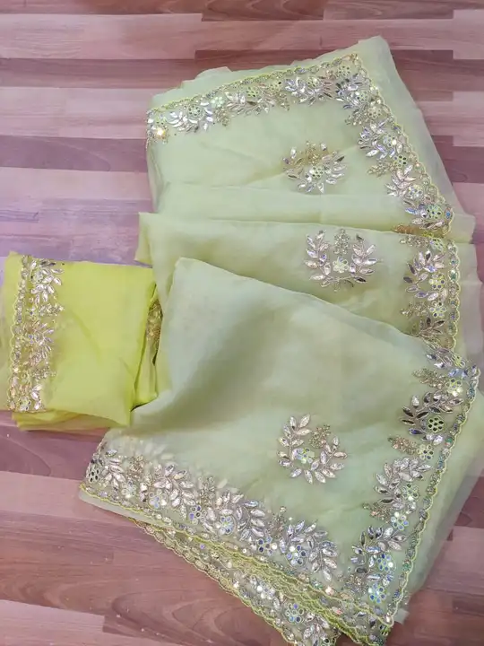 *🛍️🛒New collection🛍️    

🎈👉🏻pure orgenza fabric 
👉🏻 Jaipuri singal Dye 🌹
👉🏻 With  colour uploaded by Gotapatti manufacturer on 4/29/2023