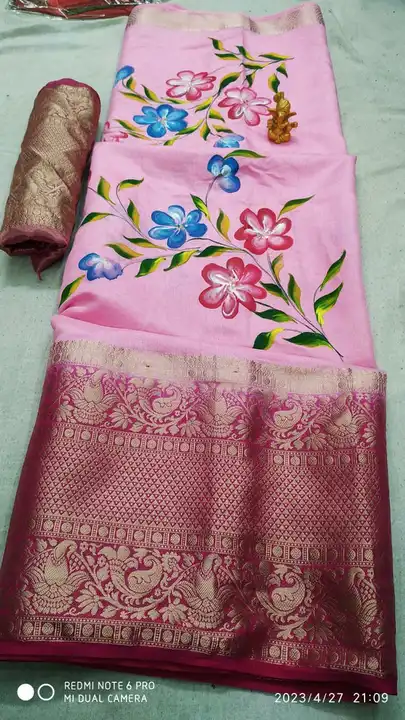 👉New launched💥 this summer season special 💠💠💠Nylon  Dola silk Saree⚡⚡Border pallu dai
✨ Brush  uploaded by Gotapatti manufacturer on 4/29/2023
