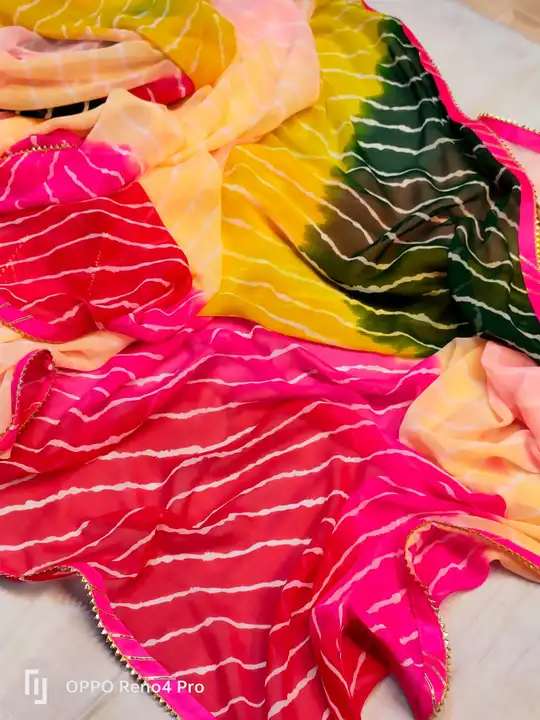 Fabric 60 grm jorjet leheriya saree 💕witj blouse  uploaded by Gotapatti manufacturer on 4/29/2023