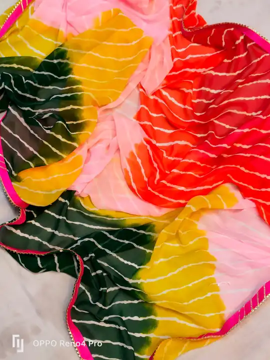 Fabric 60 grm jorjet leheriya saree 💕witj blouse  uploaded by Gotapatti manufacturer on 4/29/2023