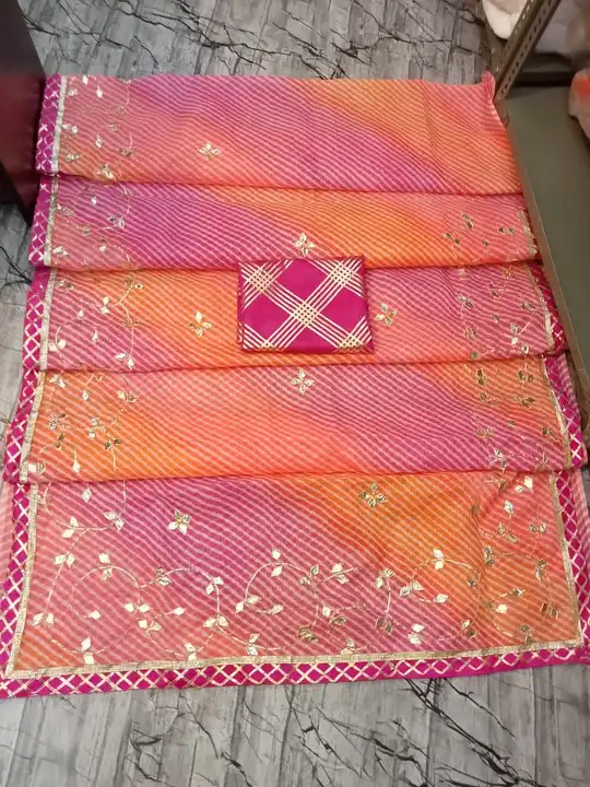Today sale price 
Pure kota febrik saree with hevi Kachi patti work with hevi magji blouse 
Ready to uploaded by Gotapatti manufacturer on 4/29/2023