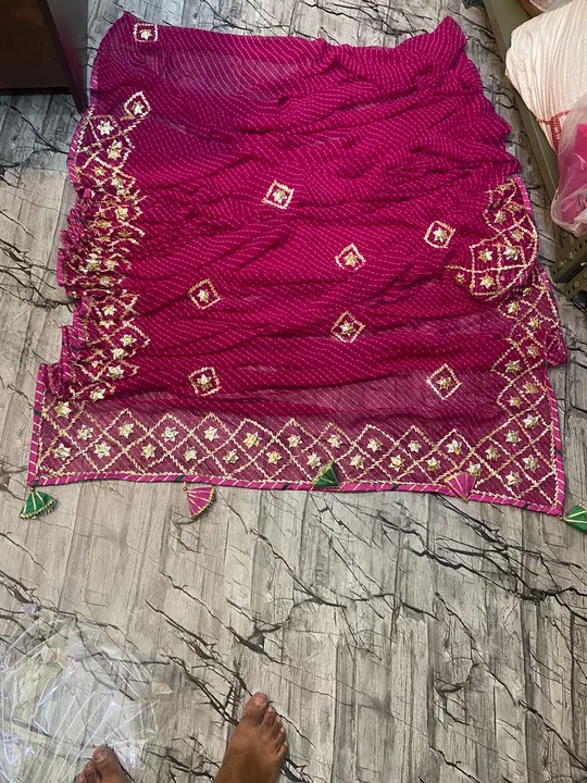 *Beautiful design saree* 60 grm gorgete saree with running blouse heavy gota patti work   uploaded by Gotapatti manufacturer on 4/29/2023