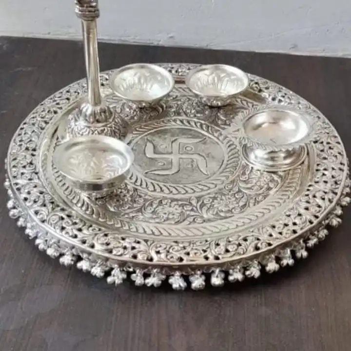 German silver pooja thali set  uploaded by RADHIKA HANDICRAFT on 4/29/2023