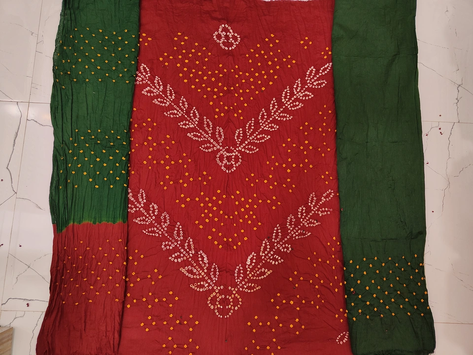 Jamnagari Tie and Dye Handicraft Bandhani Cotton Silk Dress Material  uploaded by Meera The Bandhani Ghar on 5/28/2024