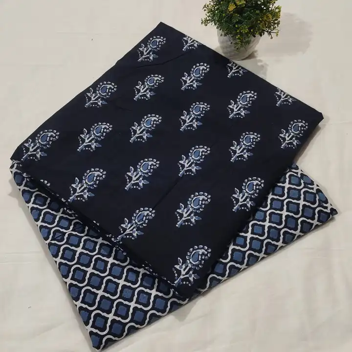 Cotton 60-60 soft cotton printed fabric top bottom set
Top :-2.5
Bottom :-2.5 
Price 520 uploaded by Saiba hand block on 4/29/2023