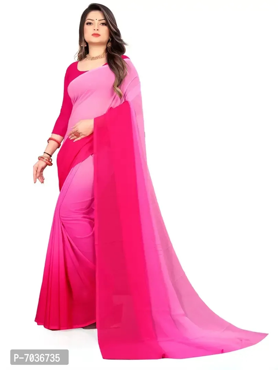 Authentic Pink Georgette Saree with Blouse piece For Women uploaded by Kalpana Enterprises on 4/29/2023