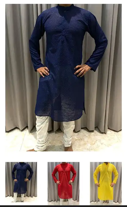 FANCY GEORGETTE CHIKANKARI GENTS HAKOOBA KURTA COLLECTIONS. uploaded by LUCKNOW CHIKANKARI BAZAR on 4/29/2023