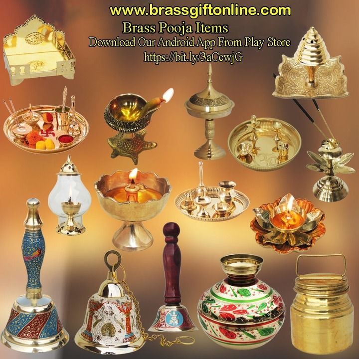 Find All Brass pooja items Bells Deepak Pooja Thali Singhansan by