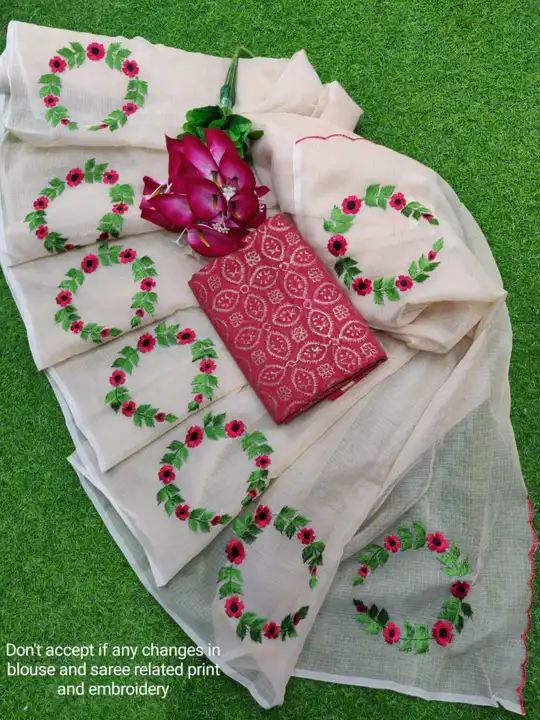 Kota doria embroidery work saree  uploaded by Ansari Handloom on 4/29/2023