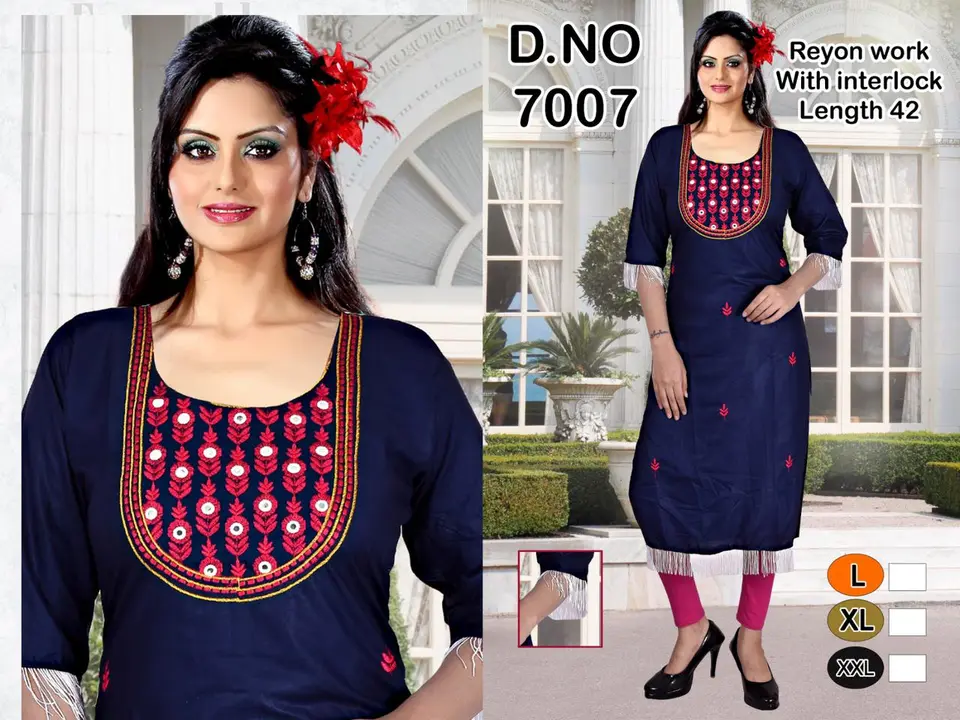 Rayon embroidery kurti uploaded by Ekveera Fashion on 4/29/2023