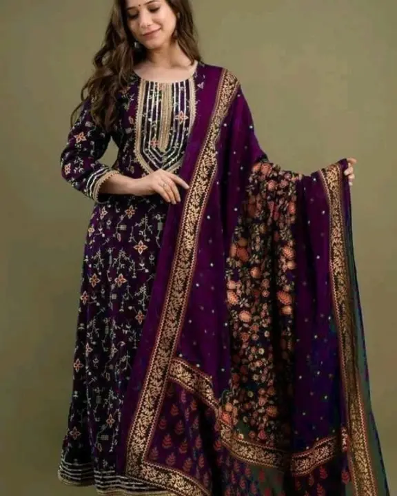 Long gown with pant and dupatta m to 6xl sizes available uploaded by Rabiya collections on 4/29/2023