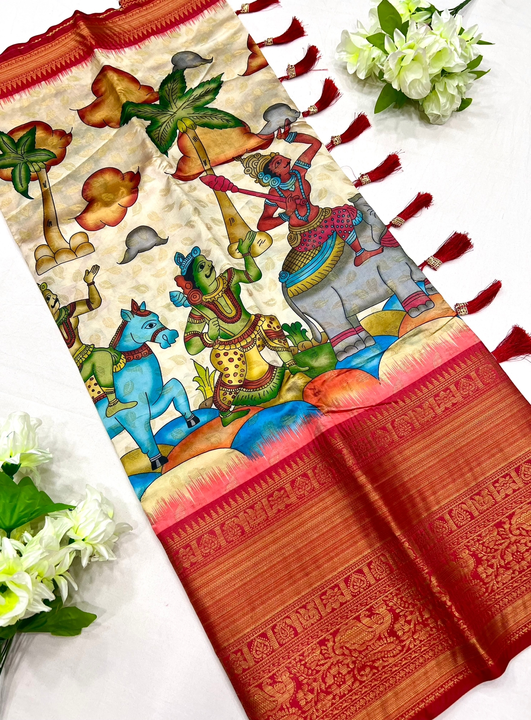 Kalamkari silk saree uploaded by DHANANJAY CREATIONS on 4/29/2023