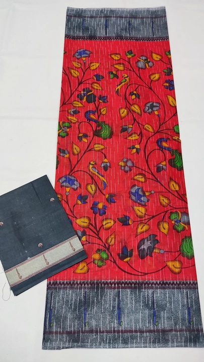 Pure cotton saree with blouse uploaded by Shiva handlooms on 4/29/2023