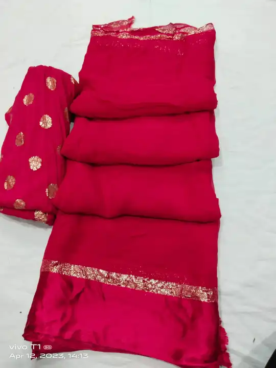 Pure Georgette saree dm massage order to uploaded by Murari lal textile on 4/29/2023