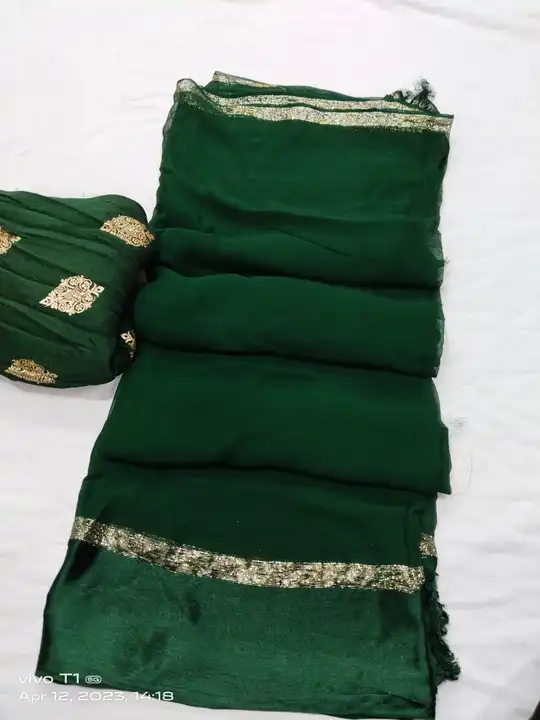 Pure Georgette saree dm massage order to uploaded by Murari lal textile on 4/29/2023