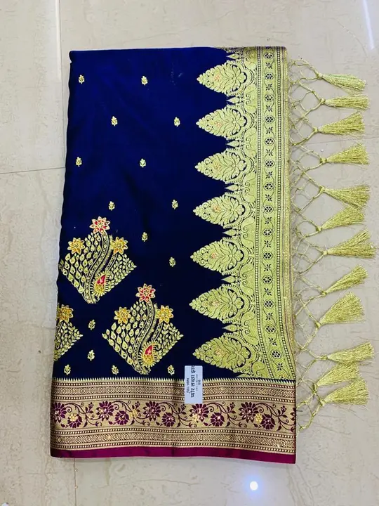 Satin embroidery saree uploaded by Montauk Fabians on 4/29/2023