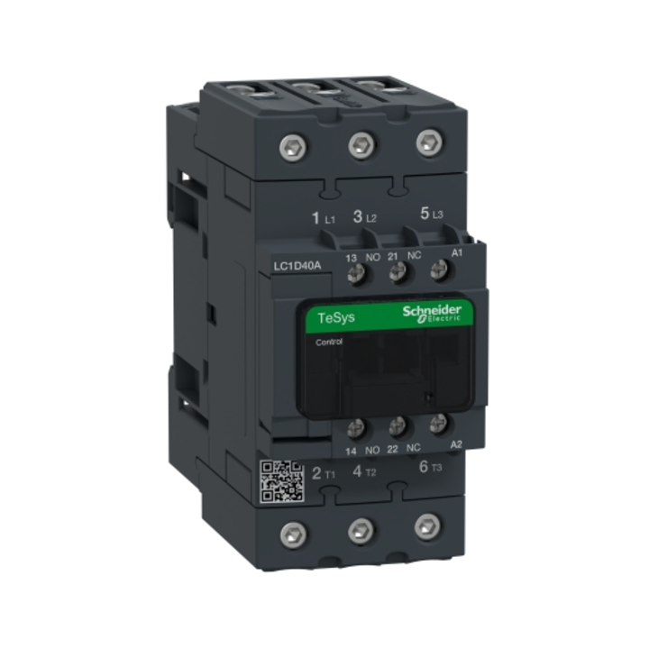 Post image This contactor has a rated operational voltage of 690VAC, a rated operational current of 40A, and is designed for use in controlling motor circuits. The LC1D40AM7 contactor is a 3-pole device with an AC coil voltage of 220-240V at 50/60Hz, which means it can be used in a wide range of applications.

The contactor has a compact design and is built with high-quality materials to ensure reliable and safe operation. It features screw terminals for easy wiring and a front-mounted auxiliary contact block for additional functionality.