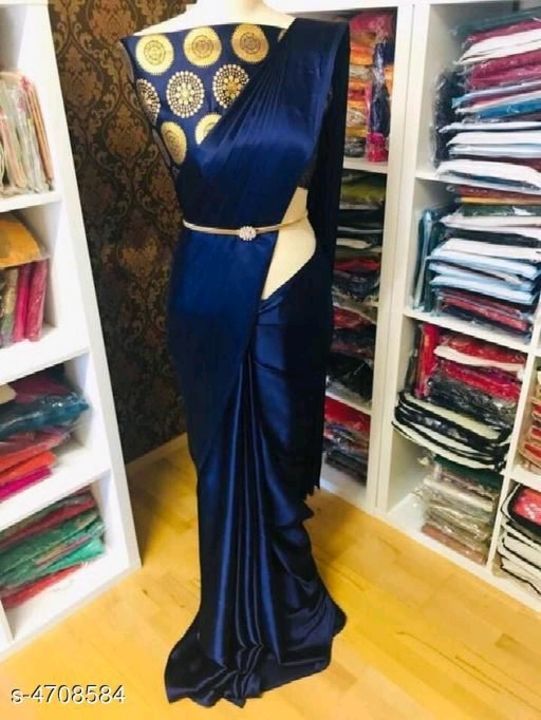 Satin sarees with blouse uploaded by Mehta cloth center on 3/7/2021