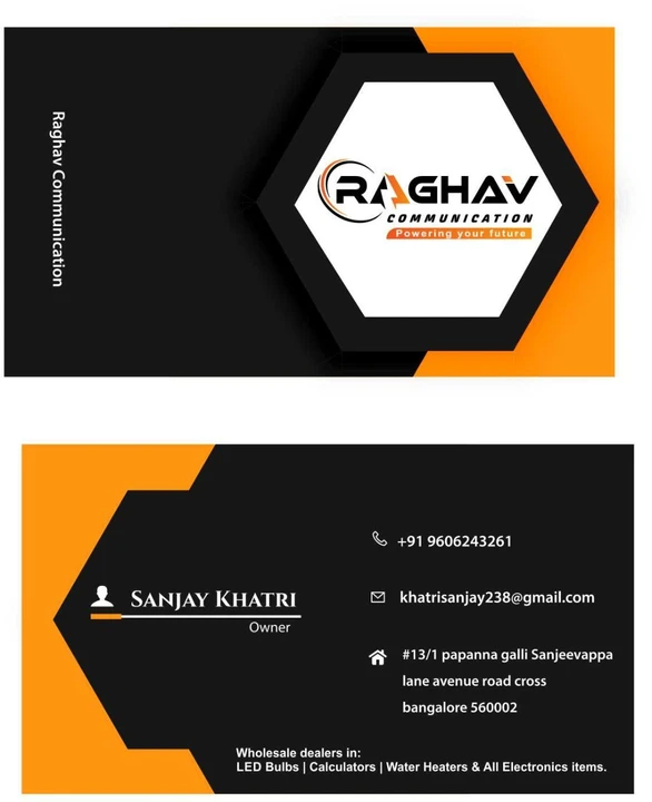 Visiting card store images of Raghav communication