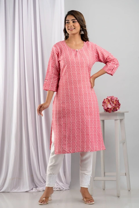 M/38 to XXL/44, Rayon Fabric Heavy Procin Printed Kurti With Heavy Lace In Pant* 💃💃 uploaded by Online Ladies Dresses on 4/30/2023