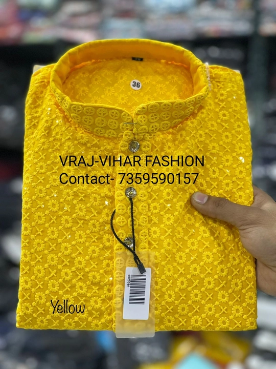 Yellow Kurta uploaded by Vraj-Vihar Synthetics on 4/30/2023